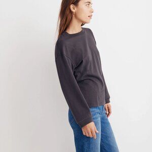 Madewell Supima Cotton Essential Long-Sleeve Tee in Coal Size M